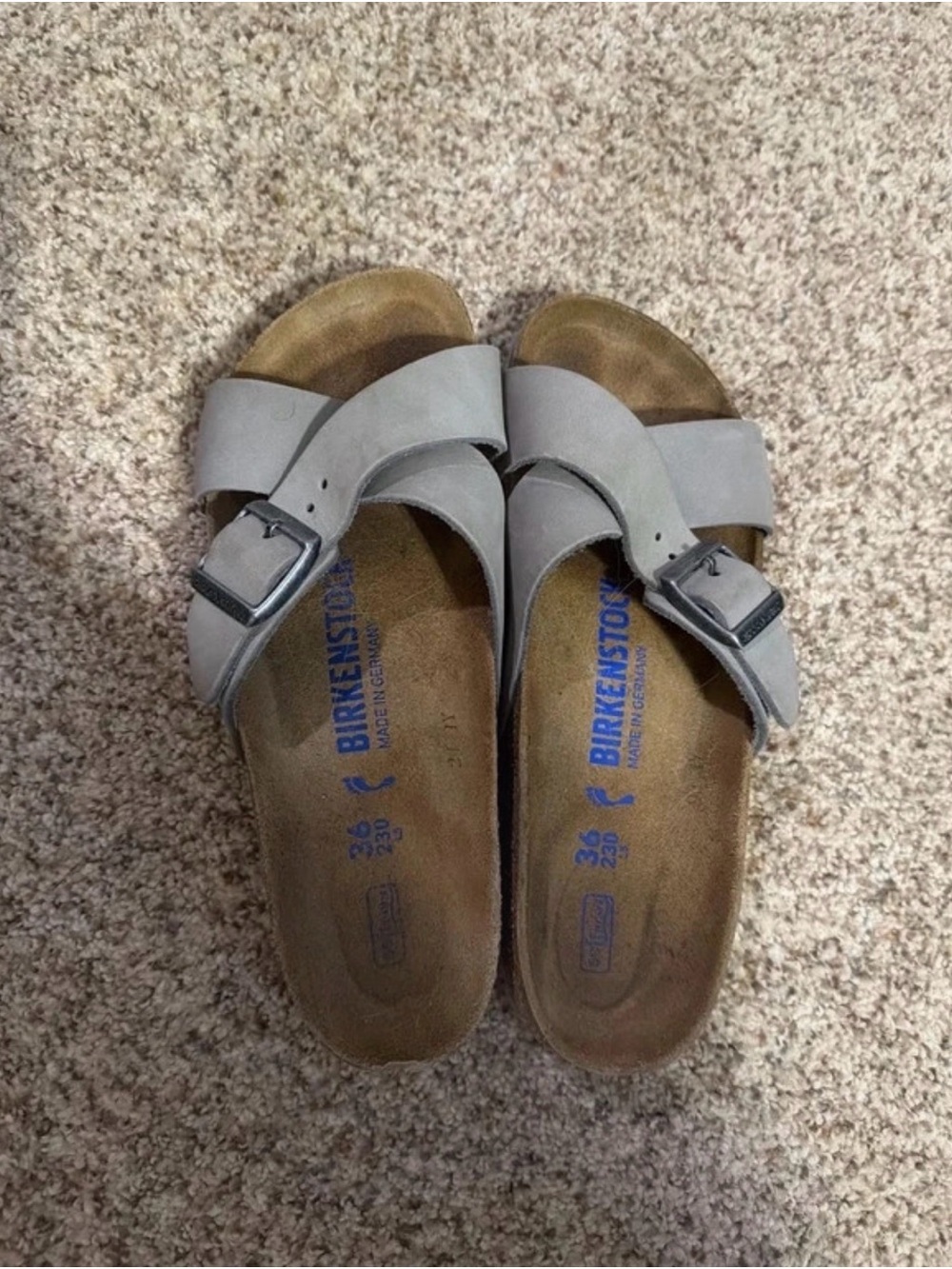 Birkenstock Women’s Light Gray Cross-Strap Sandals